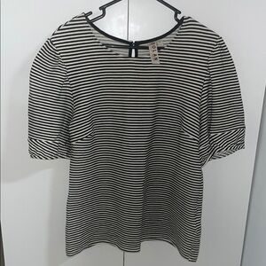 Anthropologie Black and White Striped Blouse